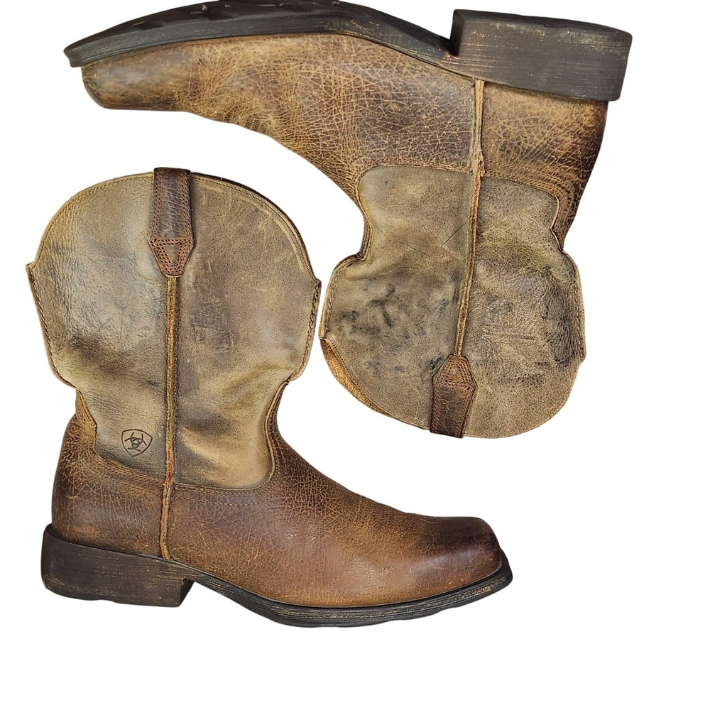 Ariat Rambler Mens‎ Brown Distressed Leather Square Toe Western Boots 13 D - Picture 6 of 12
